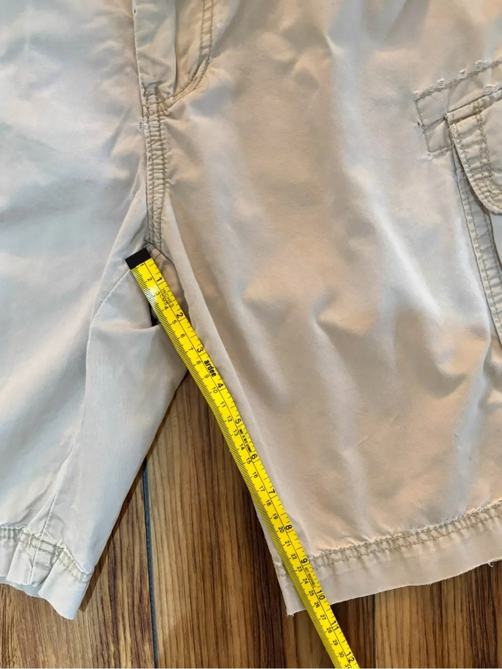 UNIONBAY Mens Utility Cargo Shorts Beige Khaki Cotton Faded Sz 34(Actual 36)